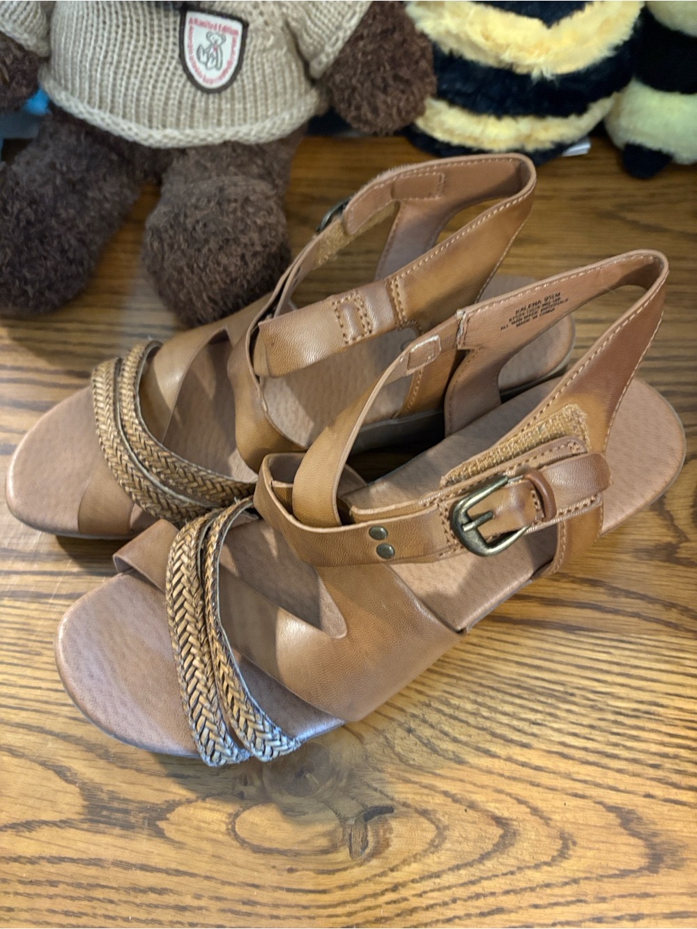 BareTraps Tan Braided-Strap Wedge Sandals